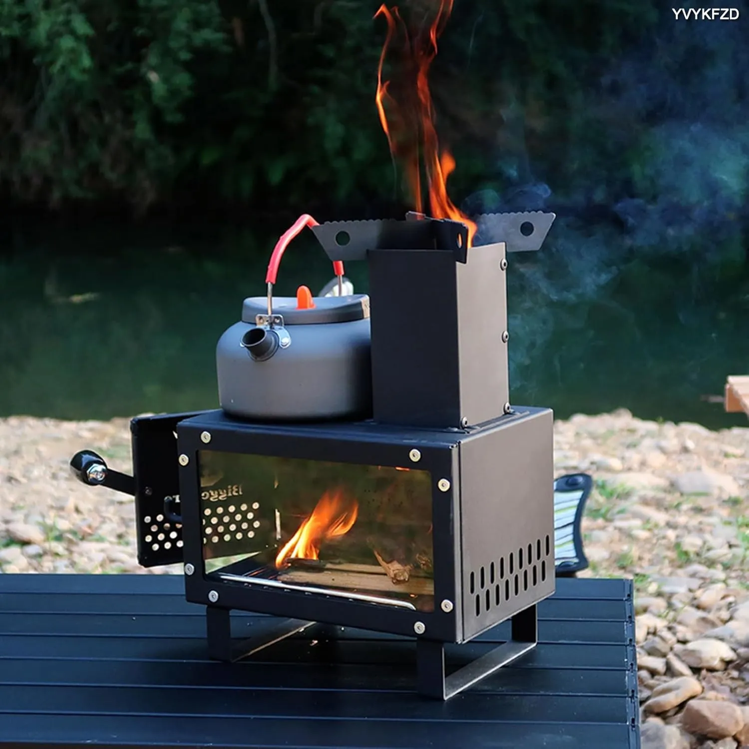 Portable Camping Stove, Detachable Wood Stove, Outdoor Hot Tent Wood Burning Stove, for 2 to 3 People Camping, Picnic, BBQ, Hunting, Fishing