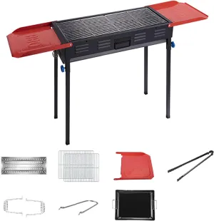 Portable Charcoal Grill Folding Camping Grill Compact Foldable Grill Height Adjustable for Outdoor Cooking Camping Hiking Picnics or Any Outdoor Event L