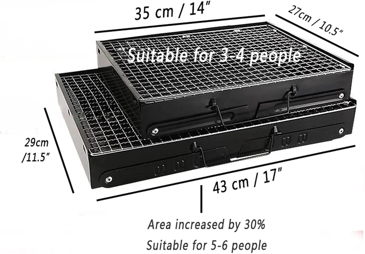 Portable Charcoal Grill Stainless Steel Grill Folding BBQ Grill for Tabletop Camping Grill Charcoal Small Grill for Outdoor Barbecues Picnic Cooking 3/4 People (3/4 People)