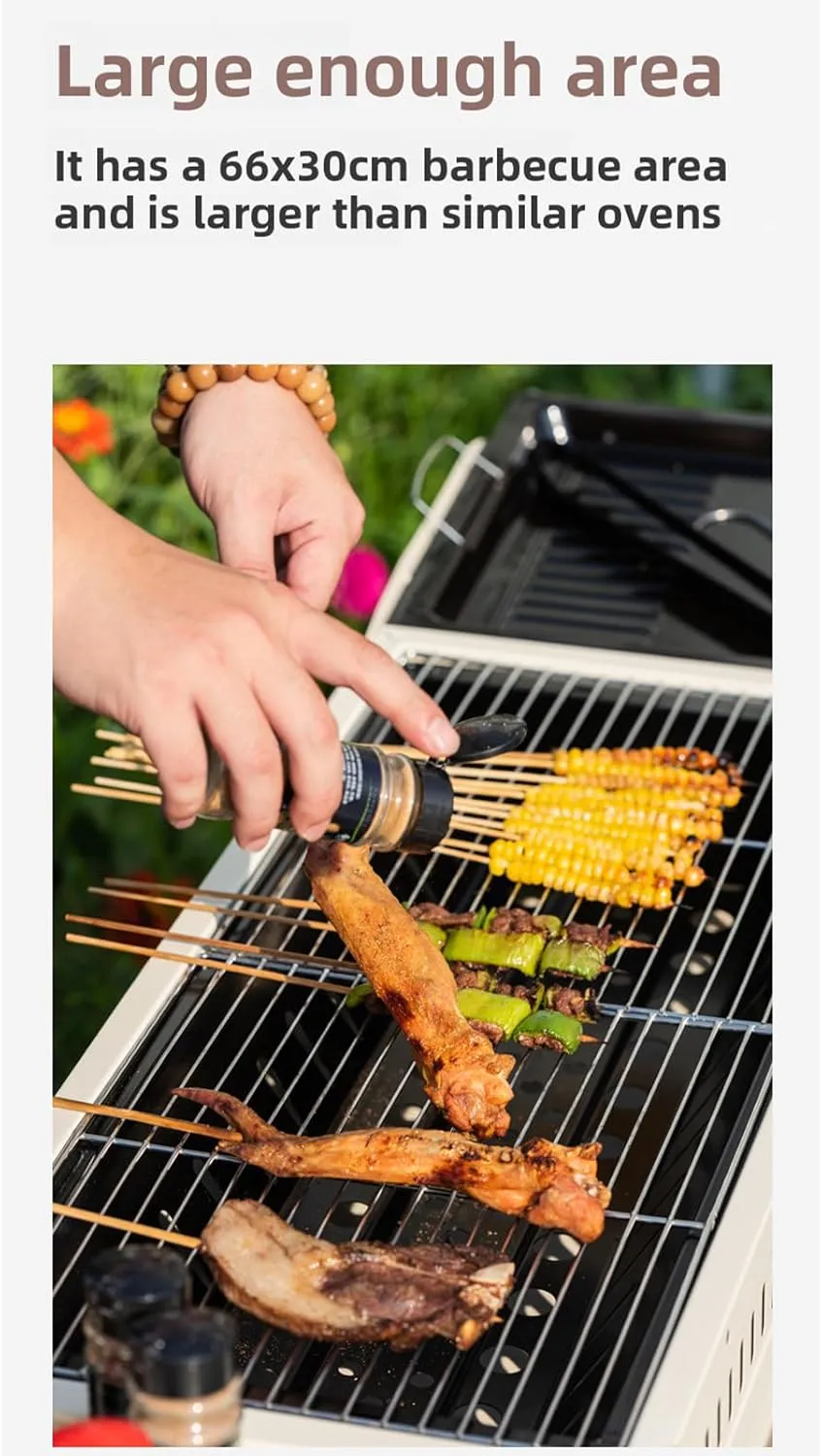 Portable Charcoal Grills Storage Rack Foldable Extra Large Stainless Steel Kabob Grill for Outdoor Cooking Picnic Camping Commercial Use (silvery,With storage board)