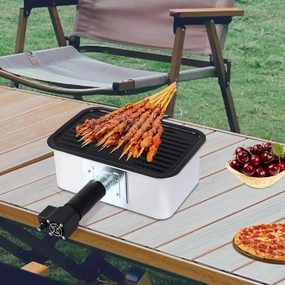 Portable Camping Barbecue Grill,Outdoor Grill,Anti-Scalding Handle Prevent Burns, Adjustable Fire, Suitable for Picnics, Backyards, Camping, Travel - Even Heat Distribution - Black, Silver