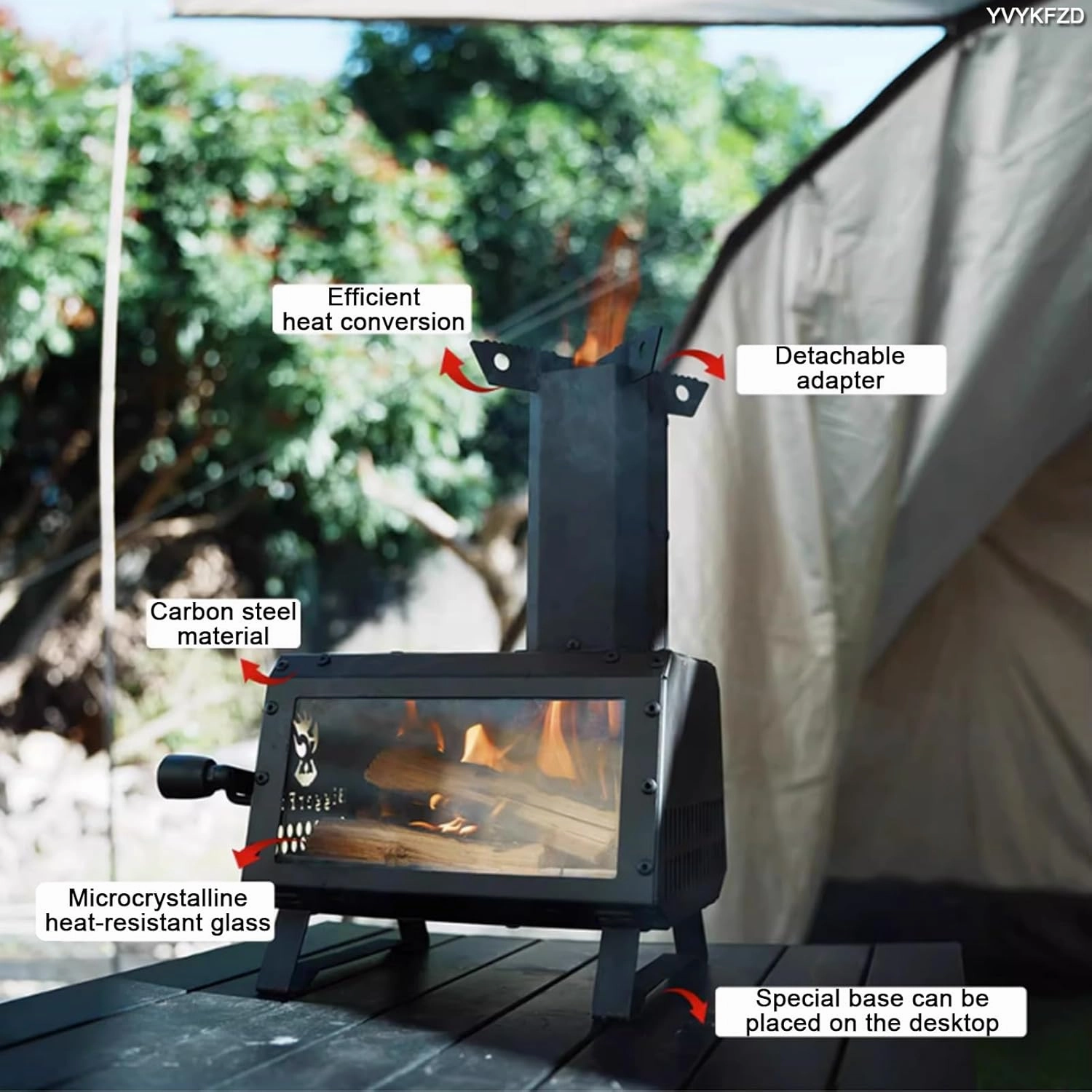 Portable Camping Wood Stove, Outdoor Wood Burning Stove, Multifunctional Hot Tent Stove, for 2 to 3 People Winter Camping, Picnic, BBQ, Hunting
