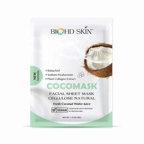 Premium Coconut Bakuchiol Facial Sheet Mask – Plant-Based Retinol Alternative – Hydrating & Anti-Aging True Cellular Mask – 3 Sheets/Box