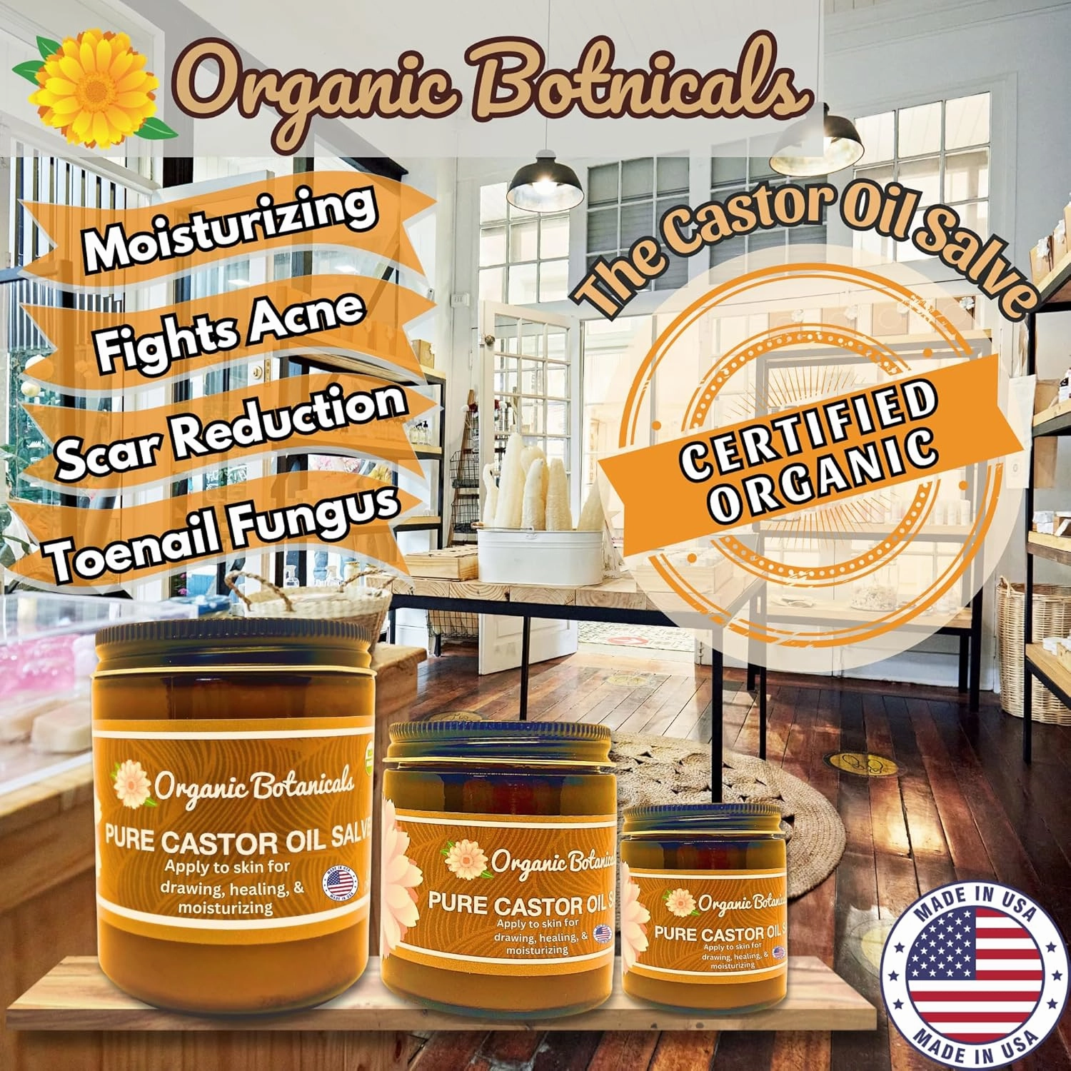 Pure Organic Castor Oil Salve - Unrefined Hexane-Free Moisturizer for Skin, Body & Face - Infused with Shea Butter for Deep Hydration - Natural Care Cream - Acne & Fine Lines, 4 oz
