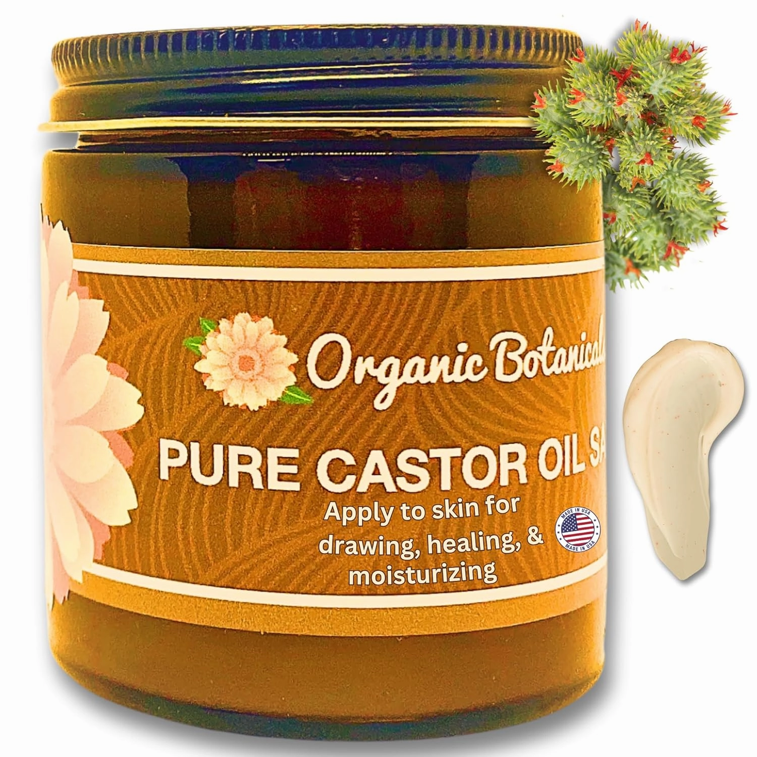 Pure Organic Castor Oil Salve - Unrefined Hexane-Free Moisturizer for Skin, Body & Face - Infused with Shea Butter for Deep Hydration - Natural Care Cream - Acne & Fine Lines, 4 oz