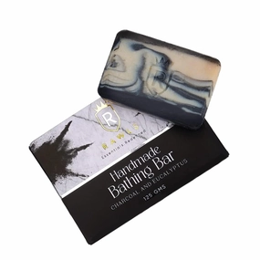QURA Charcoal Bath Soap for Men & Women, Deep Cleansing, Anti-Pollution, Removes Impurities/With Activated Charcoal, Eucalyptus Oil/Handmade Bathing Bar/No Paraben - 125 g
