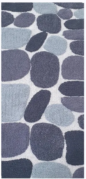 Ramanta Home Pebbles Pure Cotton Bath Runner - Grey Charcoal, Super Soft Non Slip Absorbent Luxury Bath Rug Runner for Bathroom, Kitchen, Kids Room, Machine Washable Floor Mats - 24x60 Inch