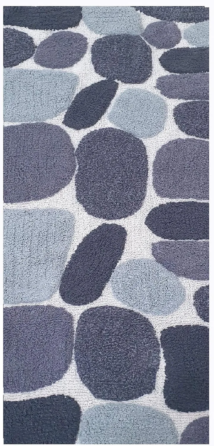 Ramanta Home Pebbles Pure Cotton Bath Runner - Grey Charcoal, Super Soft Non Slip Absorbent Luxury Bath Rug Runner for Bathroom, Kitchen, Kids Room, Machine Washable Floor Mats - 24x60 Inch