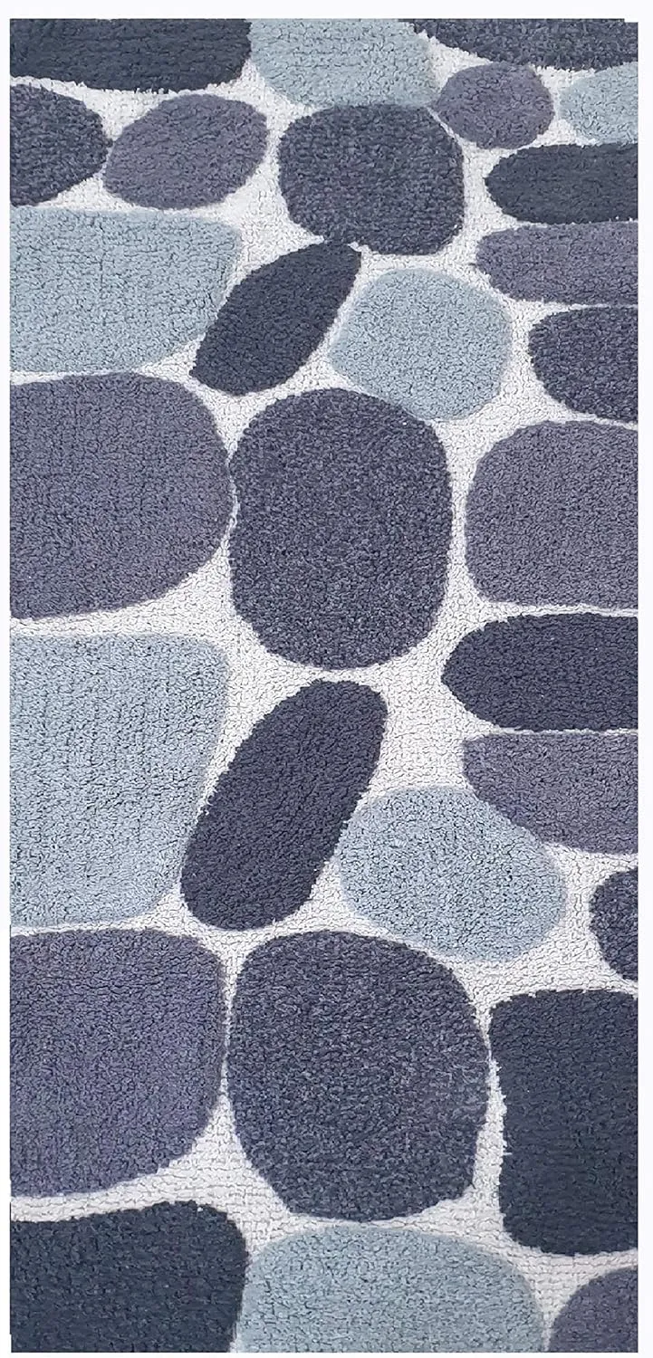 Ramanta Home Pebbles Pure Cotton Bath Runner - Grey Charcoal, Super Soft Non Slip Absorbent Luxury Bath Rug Runner for Bathroom, Kitchen, Kids Room, Machine Washable Floor Mats - 24x60 Inch