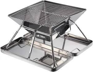 RANIT Folding Campfire Grill, Camping Fire Pit, Outdoor Wood Stove Burner, 304 Premium Stainless Steel, Portable Camping Grill with Carrying Bag for Outdoor Backpacking Hiking BBQ