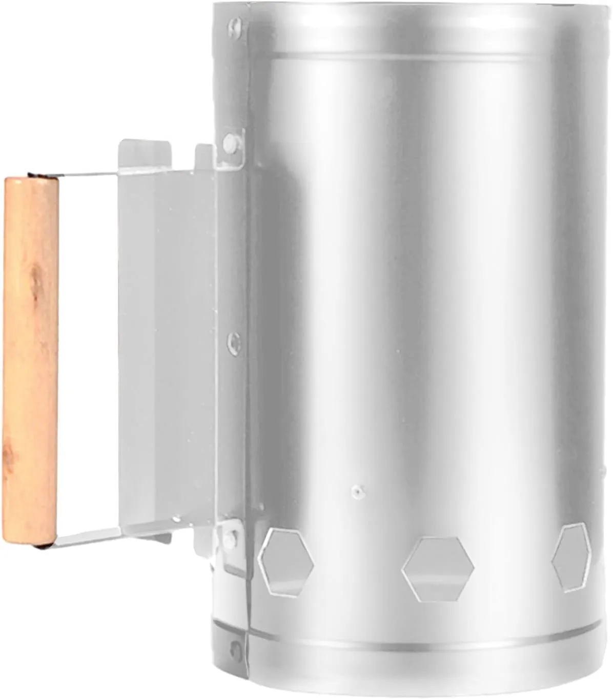 Rapid Fire Starter Can, Anti Scalding Grill Chimney Starter Anti Slip Reinforced Link for Car Camping (White)