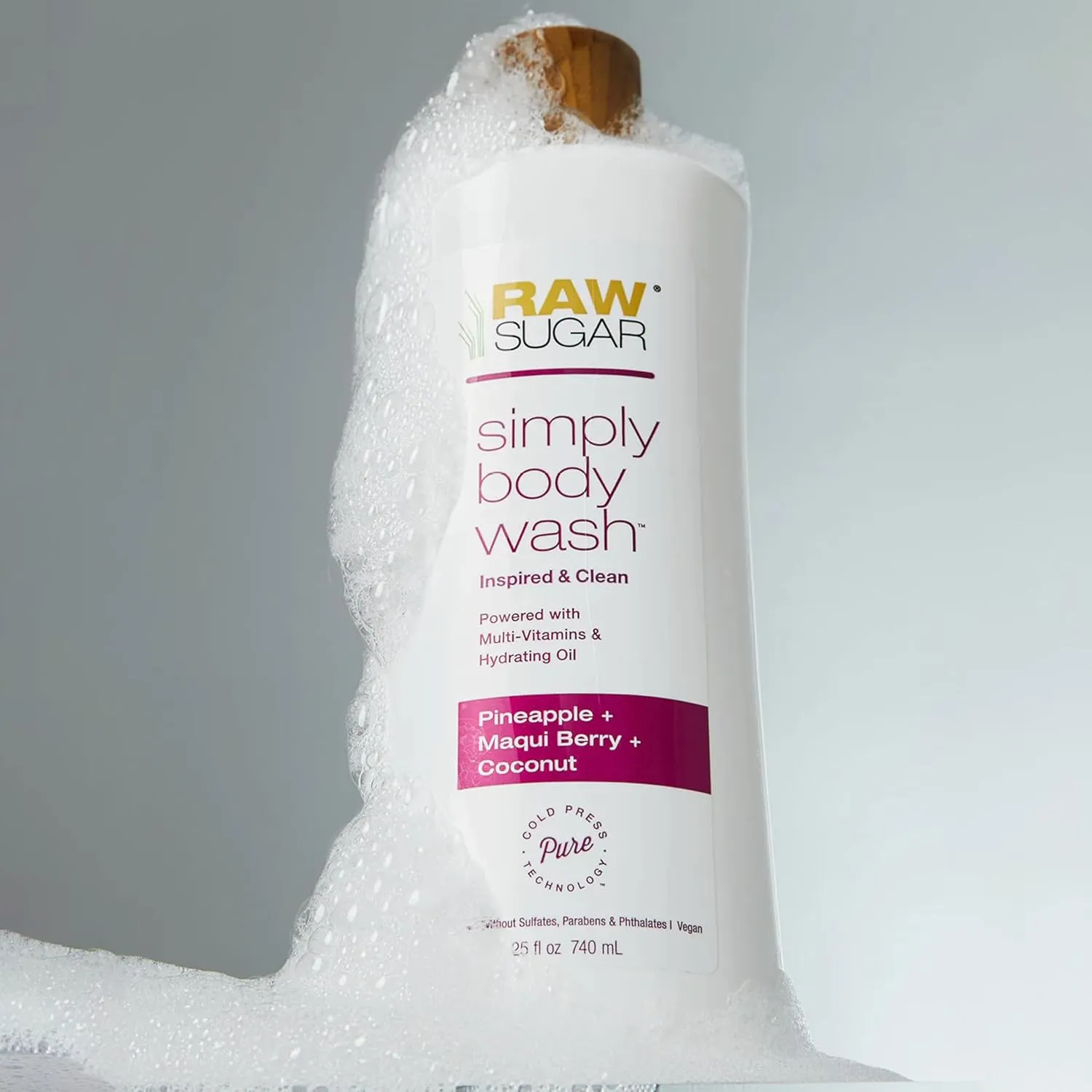 RAW SUGAR Simply Body Wash Variety Trio (25 Fl Oz, Pack of 3) Vegan Bath & Shower Gel, Raw Coconut   Mango, Pineapple   Maqui Berry   Coconut and Watermelon   Fresh Mint, No Sulfates & Parabens