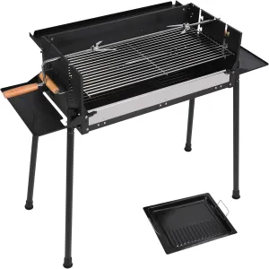 REDCAMP Portable Charcoal Grill, Foldable BBQ Grill with Rotatable Roast Chicken Rack & Baking Pan, Camping Barbecue Kabob Grill for Picnic Backyard Party Outdoor Cooking