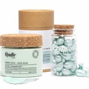 Remilia Hair Serum & Keratin Mask for Frizzy, Dry Damaged Hair & Growth - Deep Conditioning Protein Treatment Mask & Color Safe Heat Protectant Oil with Amino Acids - For All Types