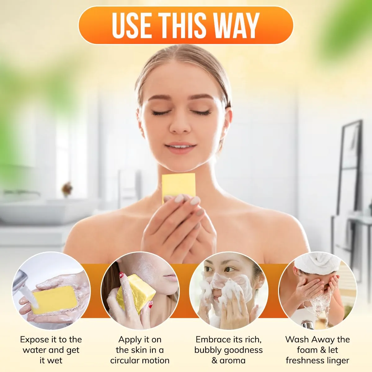 Reshma Beauty Turmeric Soap Bar for Face & Body Smooth Skin Natural Glow with Pure Turmeric Extract, Olive & Coconut Oil Gentle Cleanser for All Skin Types - (Pack Of 4), 5.05 oz Each