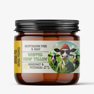 Revitalizing Whipped Hemp Tallow – Grass-Fed & Grass-Finished Tallow Balm with Bergamot & Patchouli – Hydrating Face & Body Moisturizer with Organic Hempseed & Coconut Oil – All-Natural Skincare
