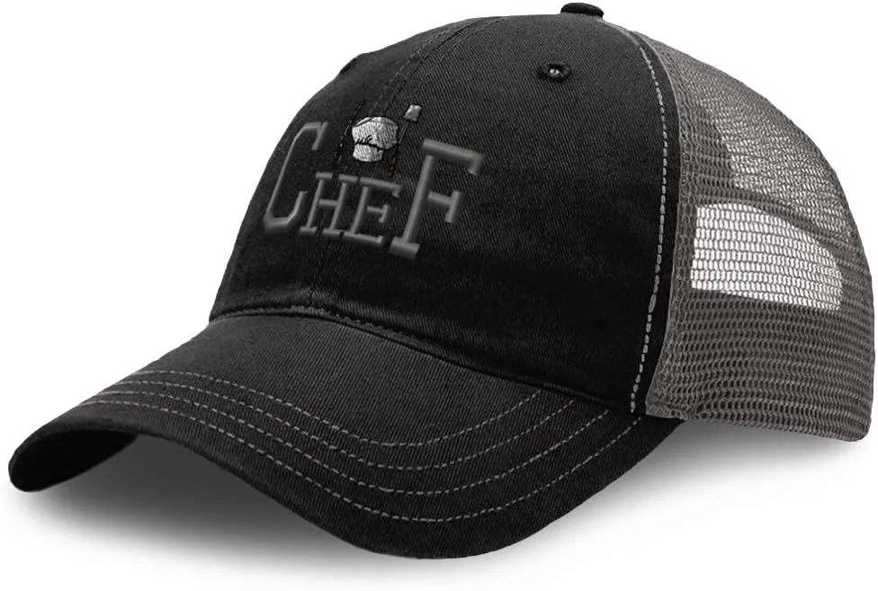 Richardson Trucker Mesh Hat Chef Cooking Cook B Embroidery Cotton Dad Hats for Men & Women Snapback Black Charcoal