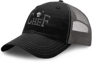 Richardson Trucker Mesh Hat Chef Cooking Cook B Embroidery Cotton Dad Hats for Men & Women Snapback Black Charcoal