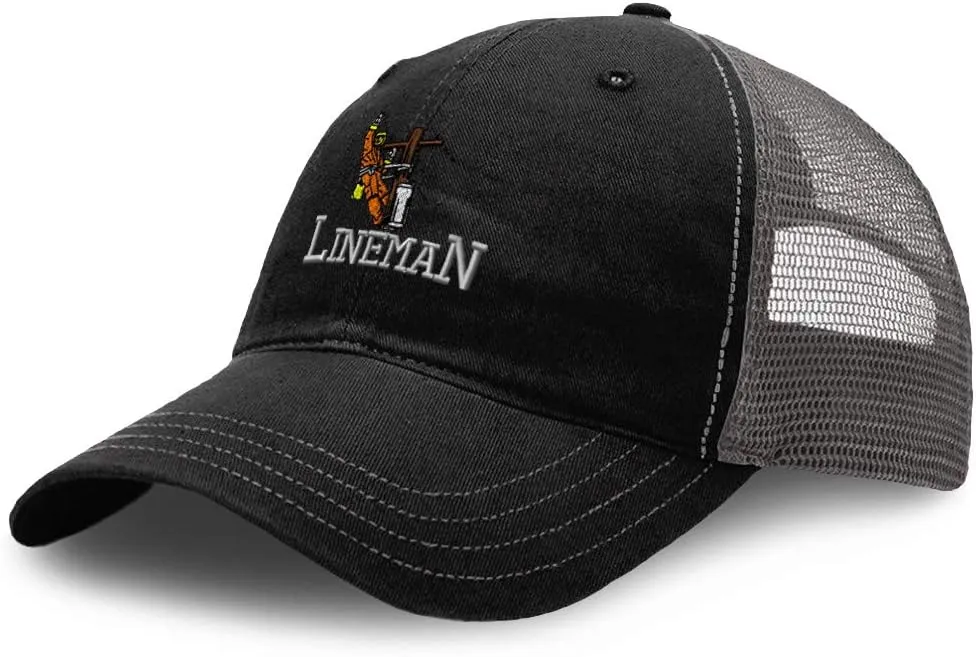 Richardson Trucker Mesh Hat Lineman A Embroidery Cotton Dad Hats for Men & Women Snapback Black Charcoal