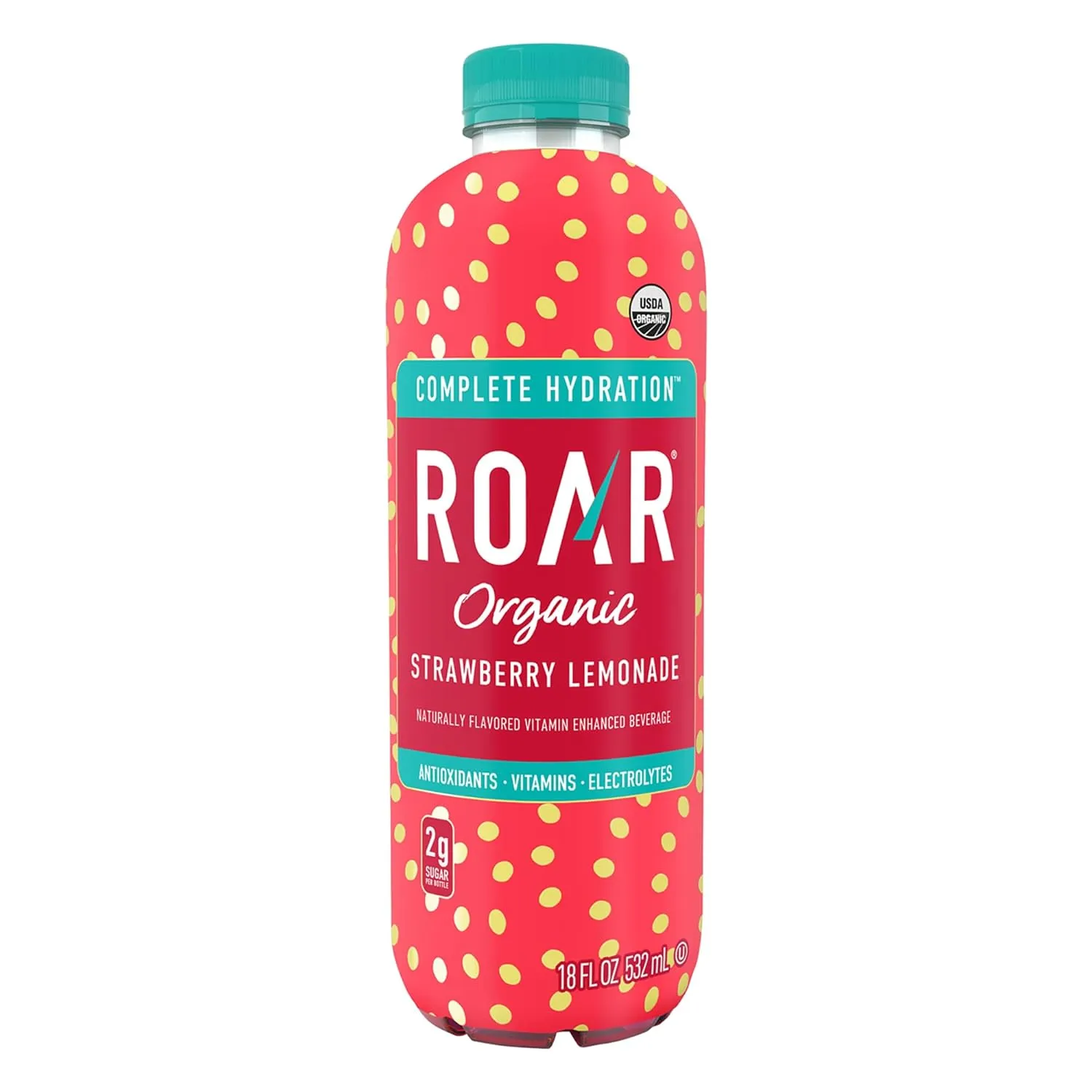 Roar Organic Hydration Organic - Electrolyte Drinks Loaded with Vitamins C, B5, B12 - Non-GMO, Gluten-Free - Strawberry Lemonade - 12 pc