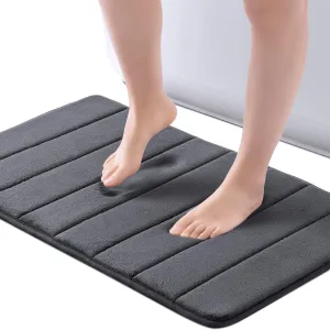ROSMARUS Memory Foam Bath Mat 20' x 32', Water Absorbent Shower Mat, Thick Non Slip Bath Rugs with PVC Backing, Ultra Soft Bathroom Rugs for Floor & Tub, Charcoal Gray