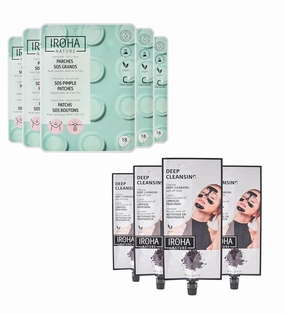 Salicylic Acid Pimple Patches (90 Patches in 5 Packs)   Activated Charcoal Peel-Off Mask (4 Pieces) -Acne Treatment with Tea Tree and Centella Asiatica & Green Tea Peel Off Mask-Total Bundle 10 pieces