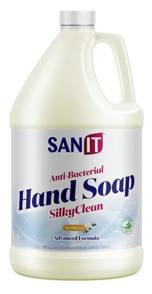 Sanit Silky Clean Antibacterial Liquid Gel Hand Soap Refill - Advanced Formula with Coconut Oil and Aloe Vera - All-Natural Moisturizing Hand Wash - Made in USA, Vanilla, 1 Gallon
