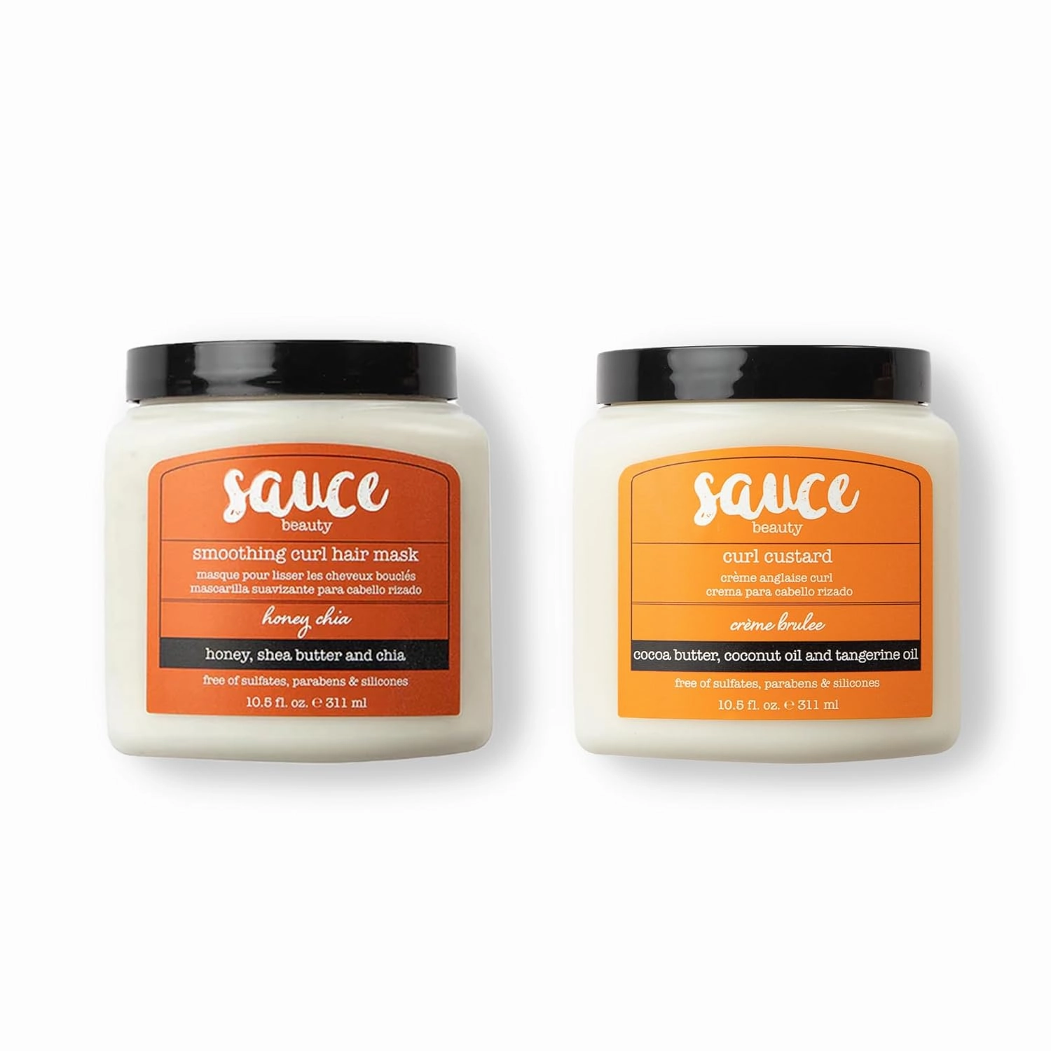 SAUCE BEAUTY Honey Chia Smoothing Curl Mask & Crème Brulee Curling Custard - Curly Hair Mask & Curl-Defining Cream - Hydrating & Taming Products for Naturally Curly Hair