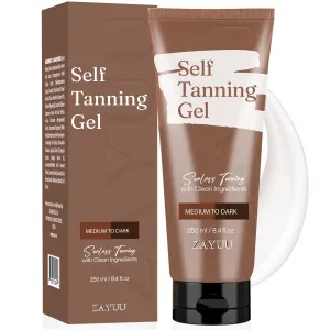 Self Tanner & Self Tanning Gel-Cream: Natural-Looking Sunless Tan, Hydrating & Streak-Free Formula, Fast-Absorbing Tanning Lotion for a Radiant Glow, Medium to Dark – 8.4 fl. oz