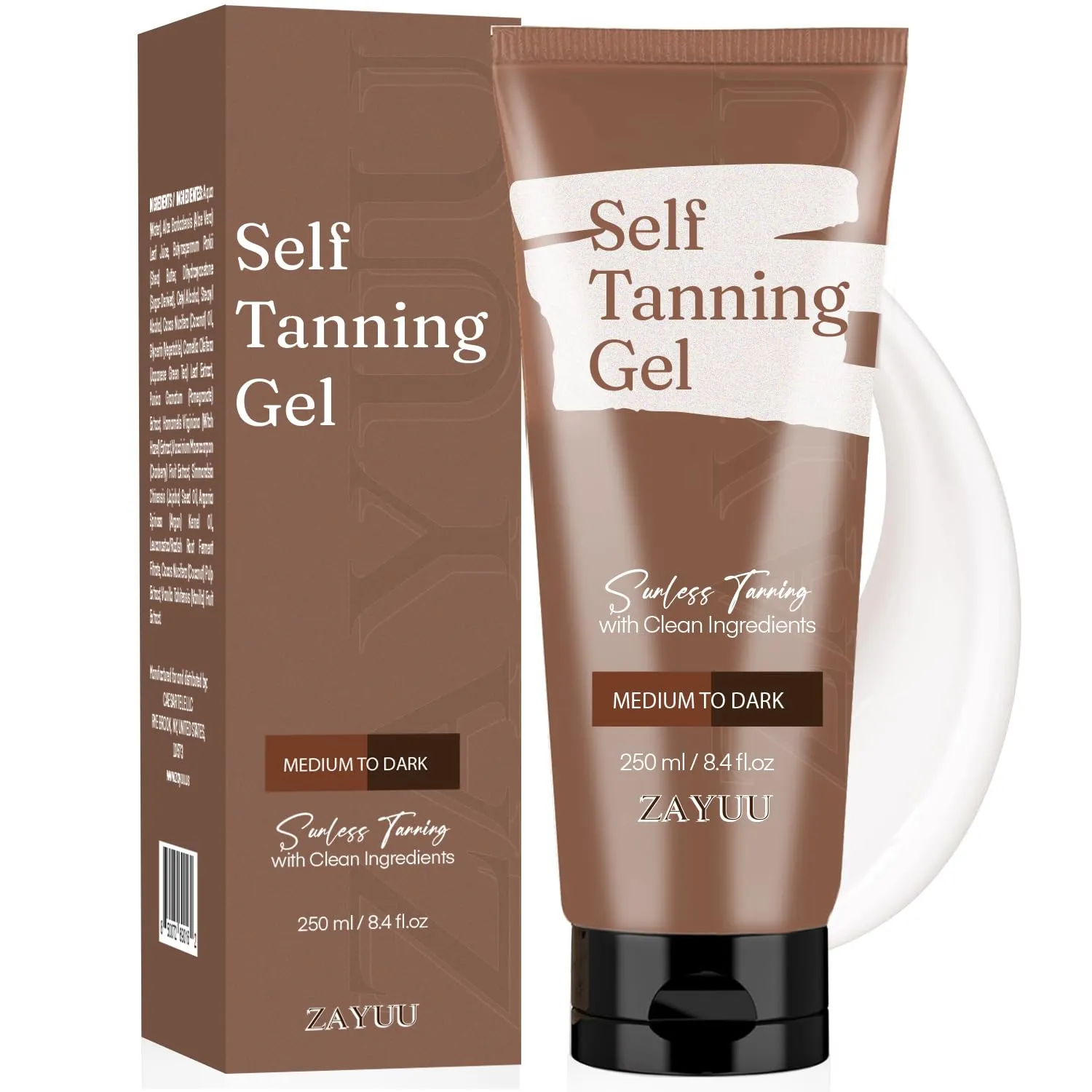 Self Tanner & Self Tanning Gel-Cream: Natural-Looking Sunless Tan, Hydrating & Streak-Free Formula, Fast-Absorbing Tanning Lotion for a Radiant Glow, Medium to Dark – 8.4 fl. oz