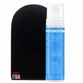 Self Tanner Mousse with Self Tanning Mitt, Coconut Water Tanning Mousse, Fake Tan Sunless Foam, Flawless Sunless Tanner without the Odor, Vegan, Paraben Free, by Elegant Sun