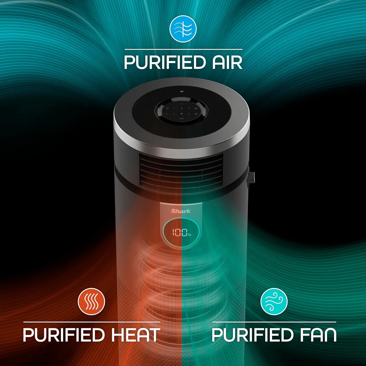 Shark 3-in-1 Max Air Purifier, Heater & Fan with NanoSeal HEPA, Cleansense IQ, Odor Lock, for 1000 Sq. Ft, Charcoal Grey