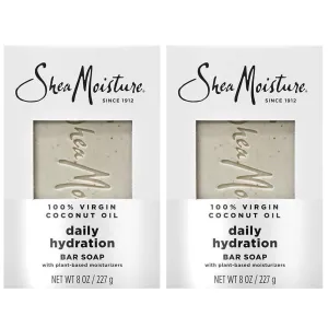 SheaMoisture Bar Soap 100% Virgin Coconut Oil - Daily Hydrating Body Wash Bar Soap with Plant-Based Moisturizers to Nourish and Replenish Skin - 8 oz. Bar 2 Pack