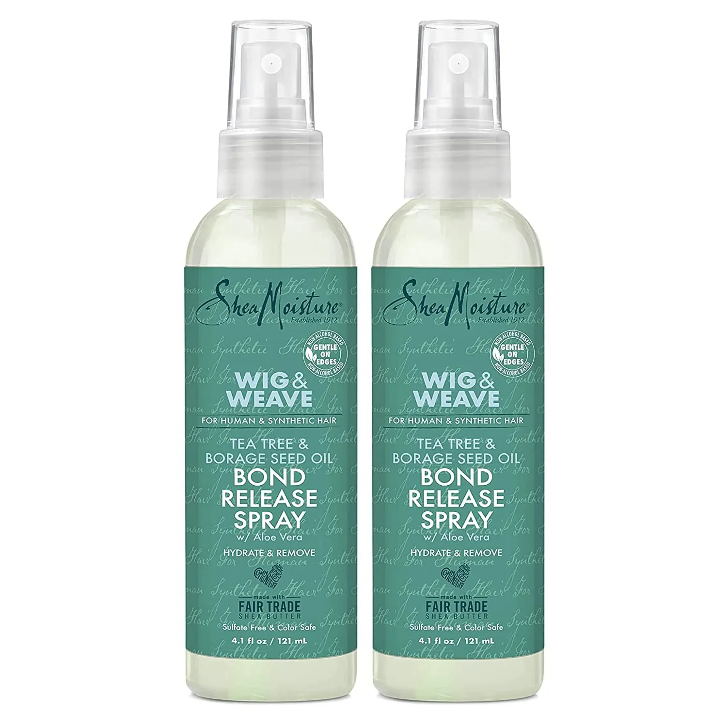 SheaMoisture Bond Release Hair Spray for Wig and Weave, Tea Tree Oil, Borage Seed Oil & Aloe Vera, Alcohol Free Hairspray to Soften and Remove Wig Glue & Weave Adhesive, 2 Pack - 4.1 Fl Oz Ea