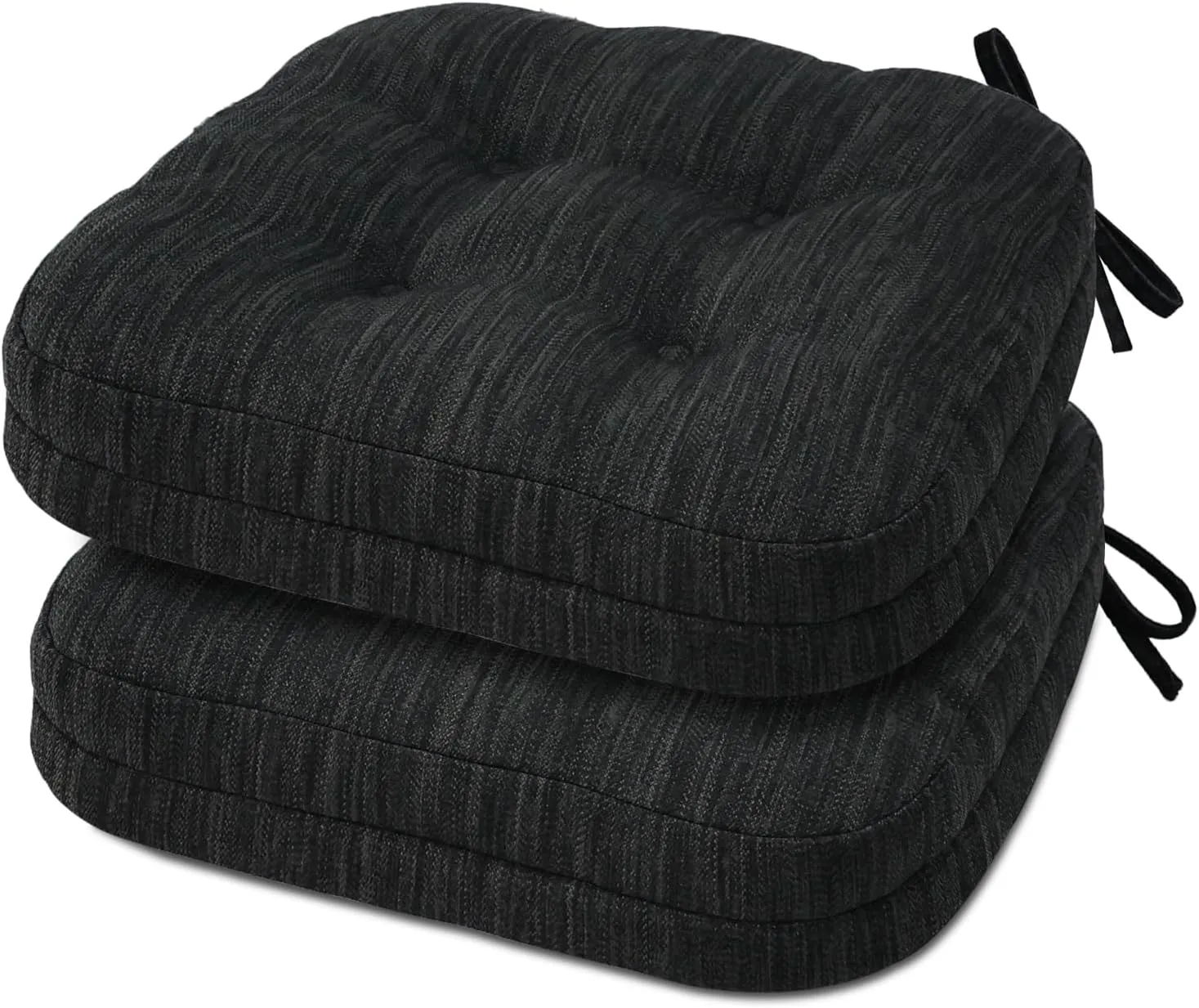 Shinnwa Dining Chair Cushions Set of 2, Dual-Layer Memory Foam Kitchen Chair Cushions, Patented Design Seat Pads with Ties, 16.5 x 16.5 x 3.5in, 2 Pack, Charcoal