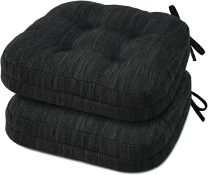 Shinnwa Dining Chair Cushions Set of 2, Dual-Layer Memory Foam Kitchen Chair Cushions, Patented Design Seat Pads with Ties, 16.5 x 16.5 x 3.5in, 2 Pack, Charcoal