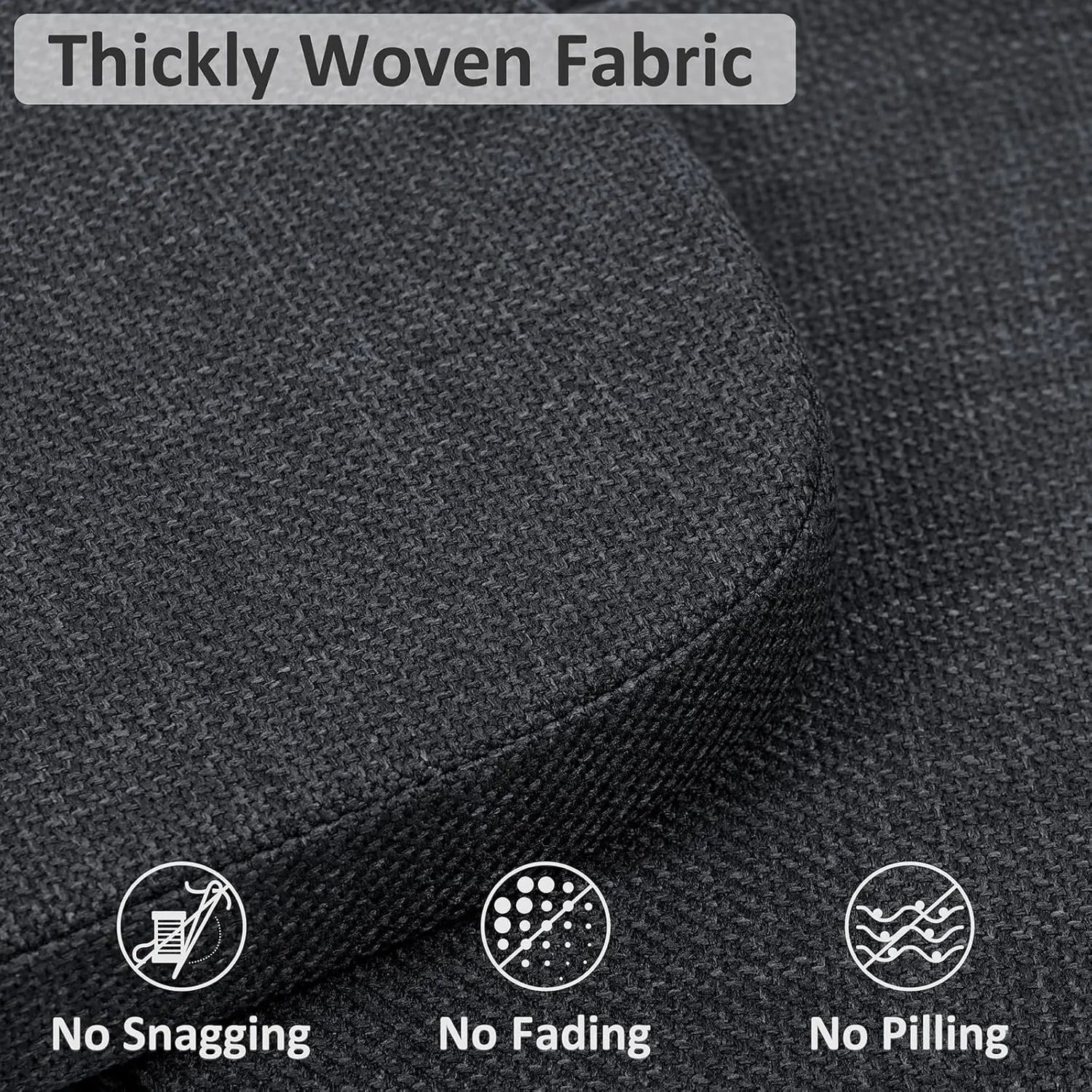 Shinnwa Kitchen Chair Cushions Set of 4, High-Resilience Foam Windsor Seat Pads, Dining Chair Cushions with Ties & Textured Cover, 4 Pack, 16.5 x 15.5 x 2, Charcoal