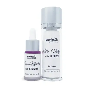 Skin Care Reduõ Set by MyVitalC with UTH29 Infused Facial Cream 1oz & 0.5oz of ESS60 Infused Skin Activator - Reduce Fine Lines & Wrinkles - Support Wound Healing & Tissue Repair Cream - Skin Care Set