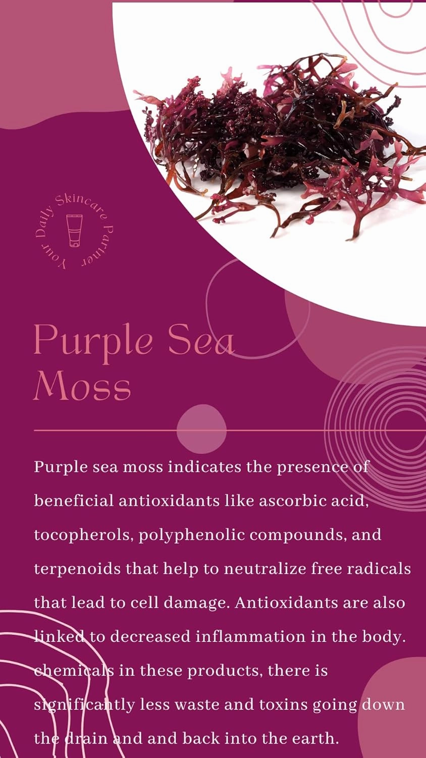 Skin and Hair Oil (Purple Sea Moss - Skin and Scalp Seamoss Oil with Collagen, Olive Oil and Coconut Oil - Hydrating Collagen Oil for Skin Tightening and Scalp Care)