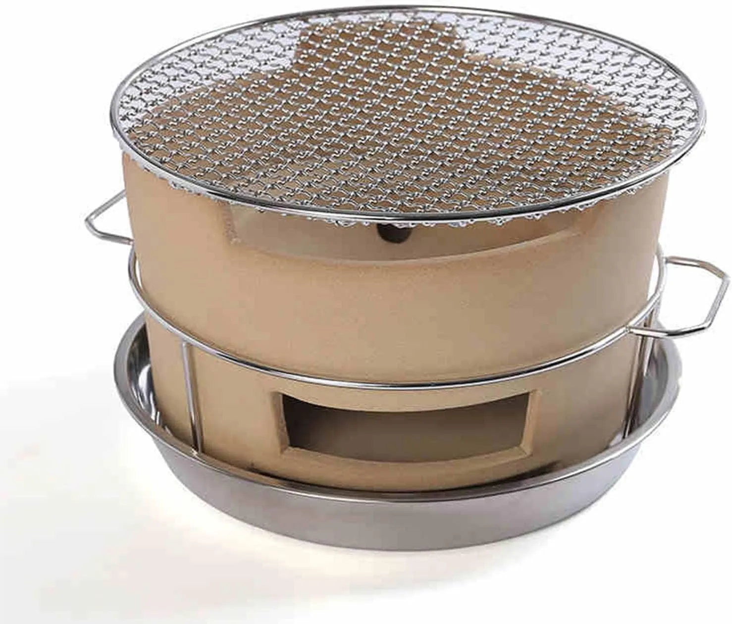 Small Round Clay Charcoal Stove, Clay Grilling Stove, Ceramic Fire Pit, Portable Tabletop Pottery Stove, Outdoor BBQ Package, for Camping or Home ()