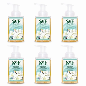 SoF Hydrating Foaming Hand Wash - With Organic Agave Nectar & Coconut Oil- Vegan & Non GMO- Free From Phthalates, Sulfates & Parabens- Blooming Jasmine - 8 oz Bottle 6 Pack