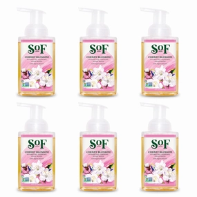 SoF Hydrating Foaming Hand Wash - With Organic Agave Nectar & Coconut Oil- Vegan & Non GMO- Free From Phthalates, Sulfates & Parabens- Cherry Blossom - 8 oz Bottle 6 Pack