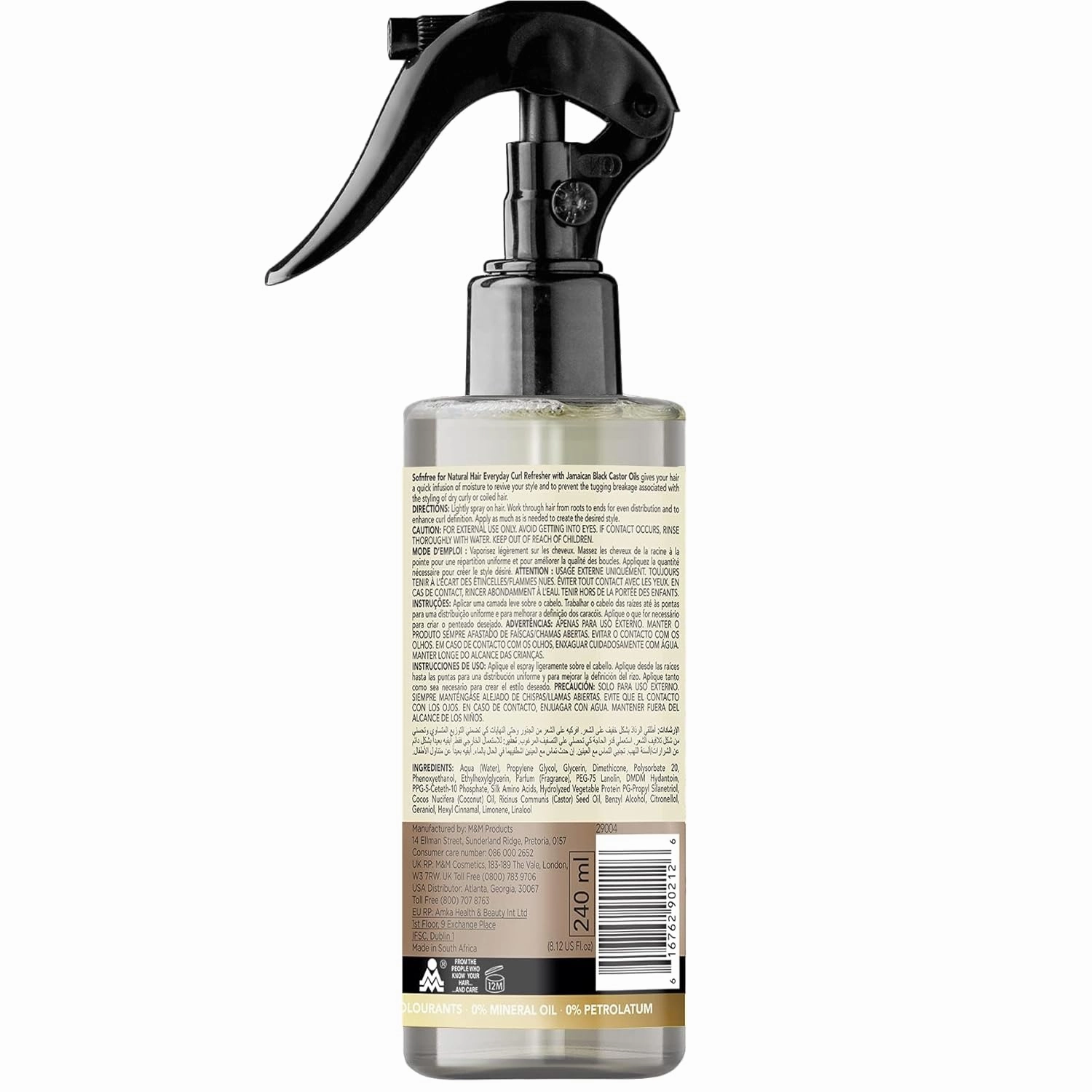 Sofn'free Coconut & Jamaican Black Castor Oil Curl Refresher Spray - Everyday Volumizer and Moisturizer for Styling Dry, Coily or Curly Hair, 8.12 Fl Oz (Pack of 3)