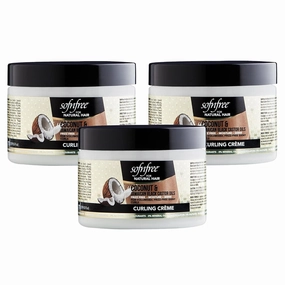 Sofn’free Coconut & Jamaican Black Castor Oil Curling Cream for Natural Hair - Volumizer & Hair Moisturizer for Coily & Curly Hair - 11 Fl Oz (Pack of 3)