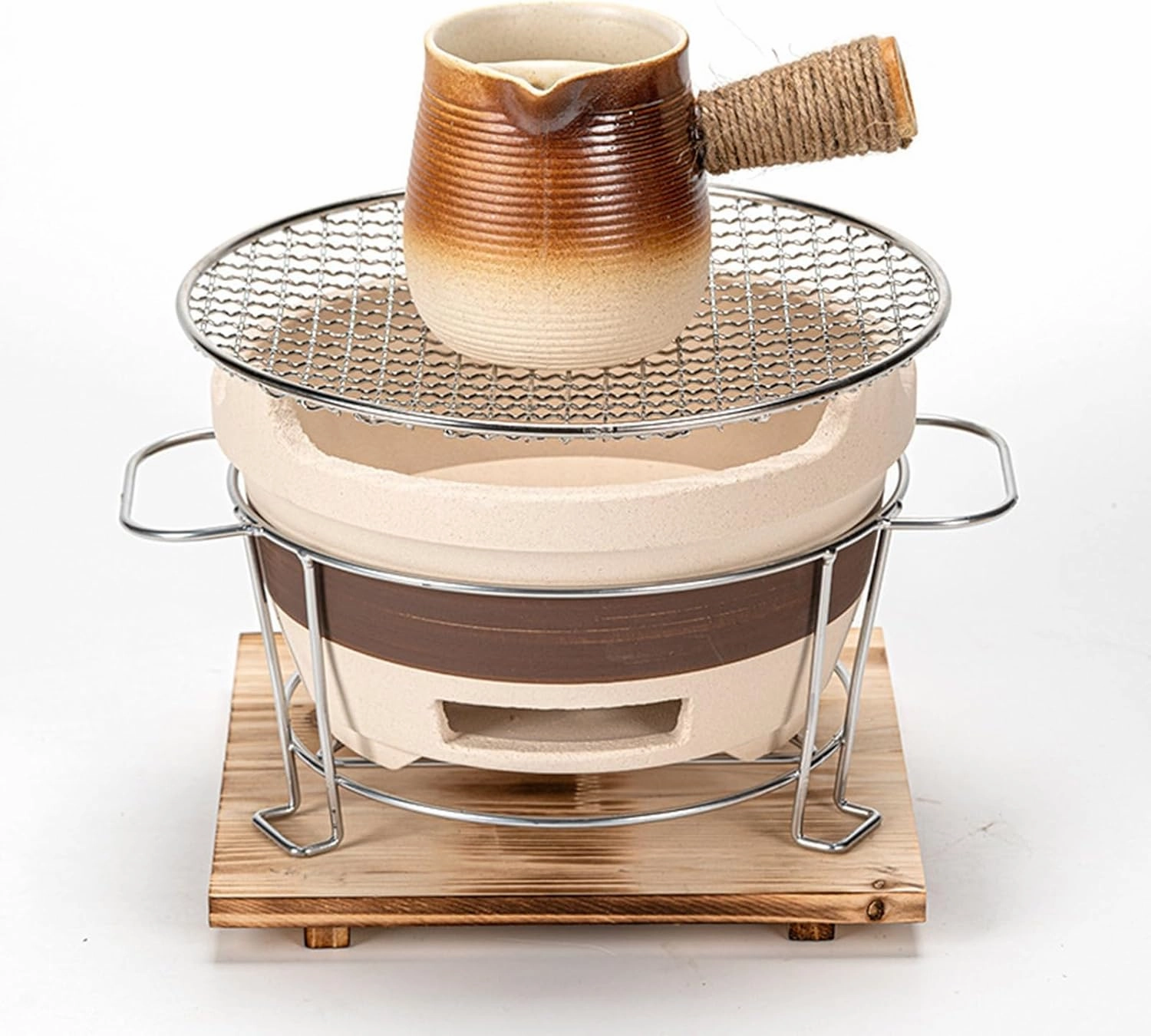 Stove for cooking tea around the fireplace, multifunctional old fashioned beater side stove, heating net red charcoal clay stove, outdoor camping barbecue stove.(Medium)