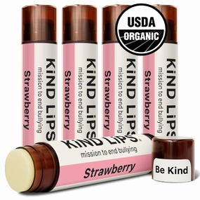 Strawberry Lip Balm 5-Pack | Organic & Natural Lip Care | Chapstick Alternative with Clean, Gluten-Free, Grain-Free Ingredients | Smooth, Hydrating, Non-Toxic Formula | Made in USA