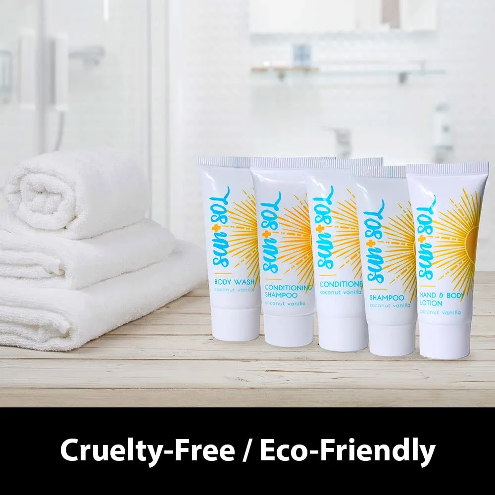 Sun   Sol Bulk Hydrating Conditioner With Warm Coconut & Vanilla Fragrances, Travel Size Toiletries, Mini Hotel Amenities, 0.7 oz, 300 Count