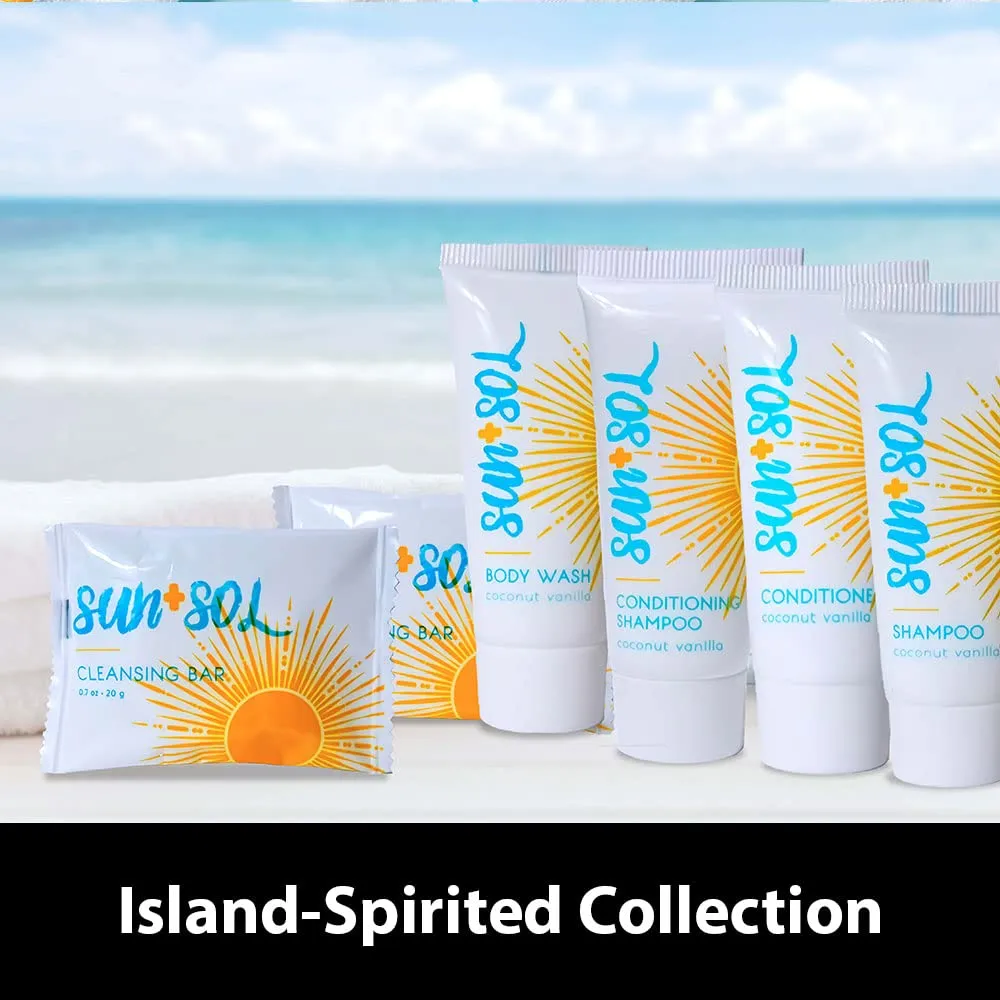 Sun   Sol Bulk Hydrating Conditioner With Warm Coconut & Vanilla Fragrances, Travel Size Toiletries, Mini Hotel Amenities, 0.7 oz, 300 Count
