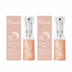Sunglaze Sheer Body Mist Sunscreen SPF 42, Hydrating Mist,Infused with Shimmering Body Oil, Fast-Absorbing, Gives Skin a Glowy Finish (Pack of 2)