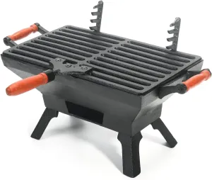 Sungmor Small Cast Iron Charcoal Grill Stove w/ 12" x 6.8" Gridiron, Heavy Duty Tabletop BBQ Grill, Balcony Yard Outdoor Hibachi Grills Steak Chicken Meat Cooker, Camping Party Barbecue Smoker Grill